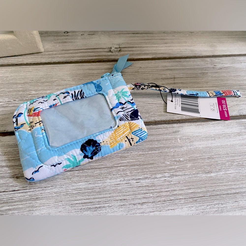 Vera Bradley RFID Zip-Top ID Case in Cotton ✨ Beach Treasures | wristlet - Picture 3 of 12